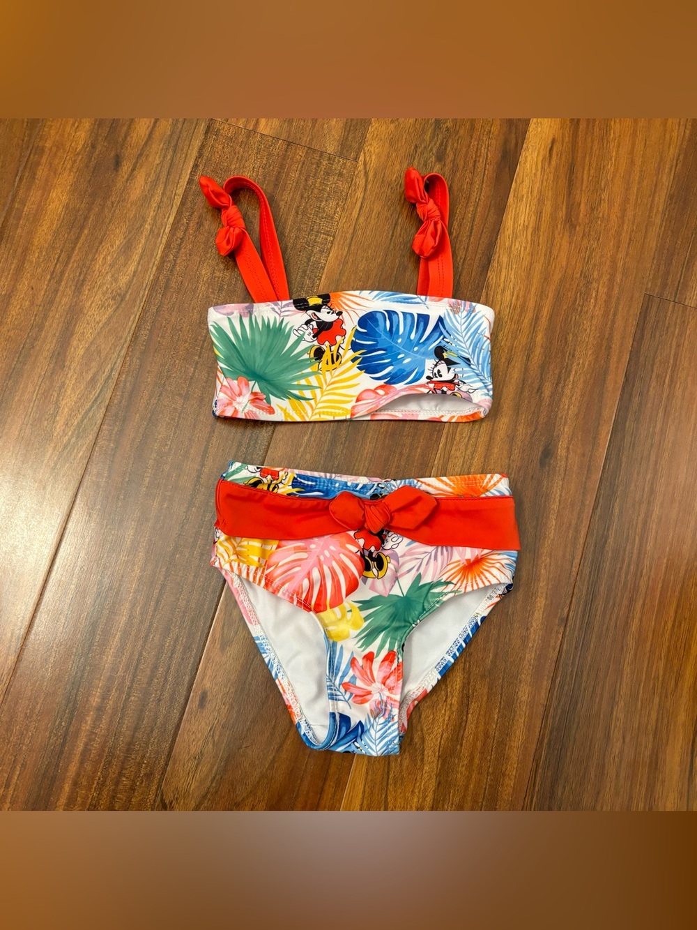 Disney Store Minnie Mouse Tropical 2 Piece Bathing Suit Bikini